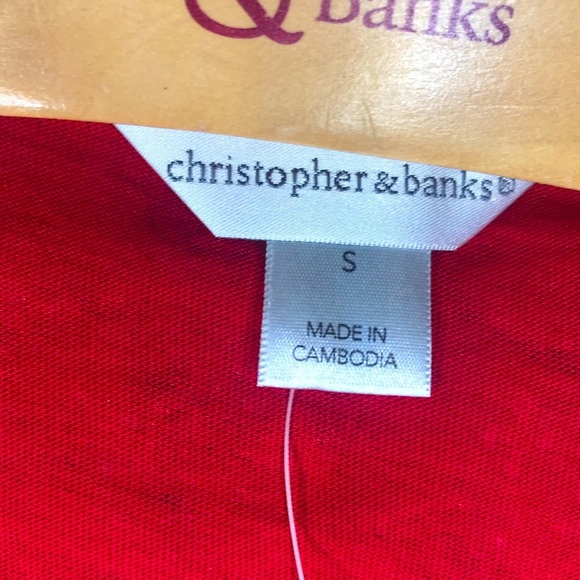 Christopher&banks red floral short sleeve top - Picture 13 of 16